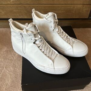 CONVERSE ALL STAR WOMEN’S WHITE LEATHER HIGH TOP SHOES - SIZE 10 NWOT